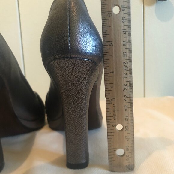 Cole Haan Tonya pewter-colored leather open-toe pumps sz 8 - Picture 10 of 16